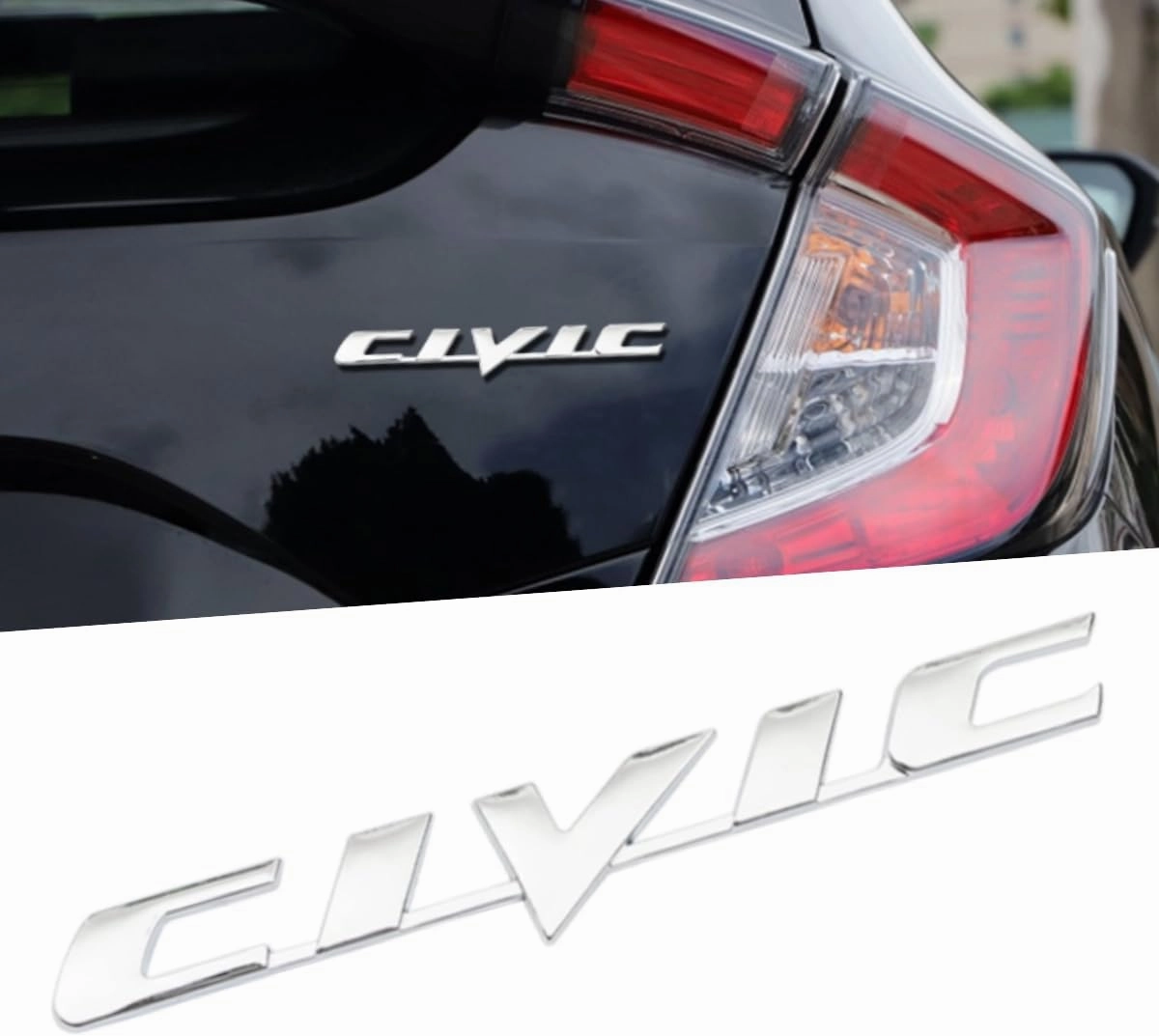 Car 3D Rear Tail Letter Emblem Replacement for Civic,Car Badge Decals Logo Trunk Decoration Emblem Modification Fit Civic 2006-2011 Accessories(Silver)