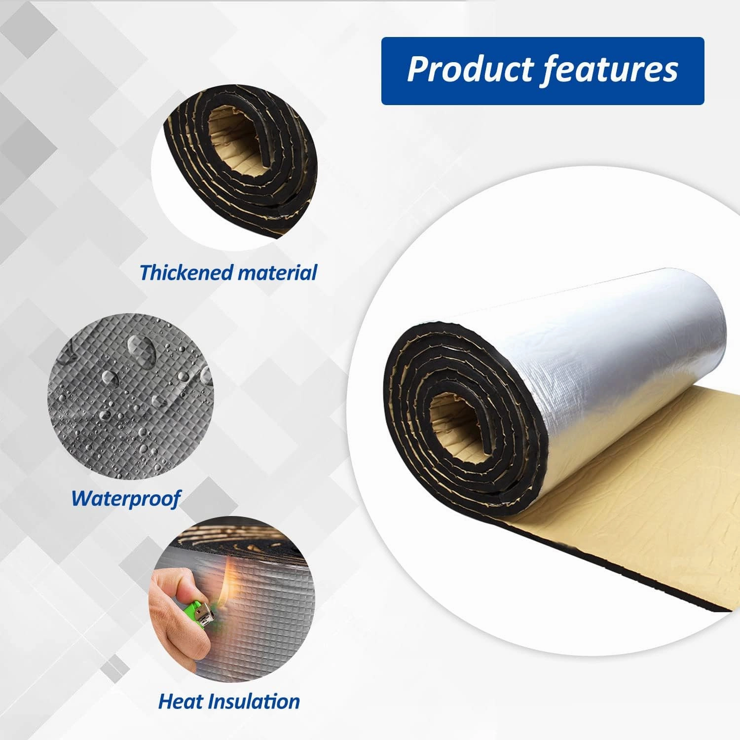 Car Heat Sound Deadening Insulation Mat, Sound Deadener & Heat Insulation Pad for Auto Hood Engine Roof Door and Trunk - 197mil 21.6sqft - 40 Inch x 40 Inch - 2PACK, Aluminum Foil