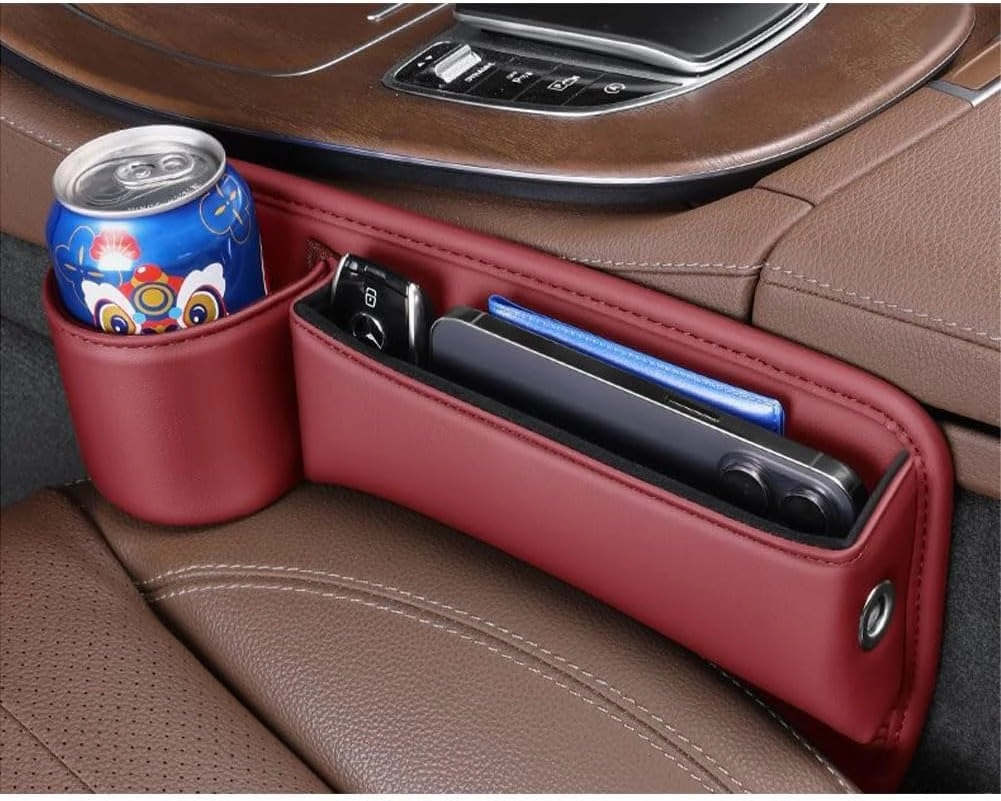 Car Seat Gap Filler Organizer for Mini Countryman 2011-2016 5 Seat, Leather Cup Holder Crevice Bag Front Seats Center Console Side Storage Box for Cards Keys,C