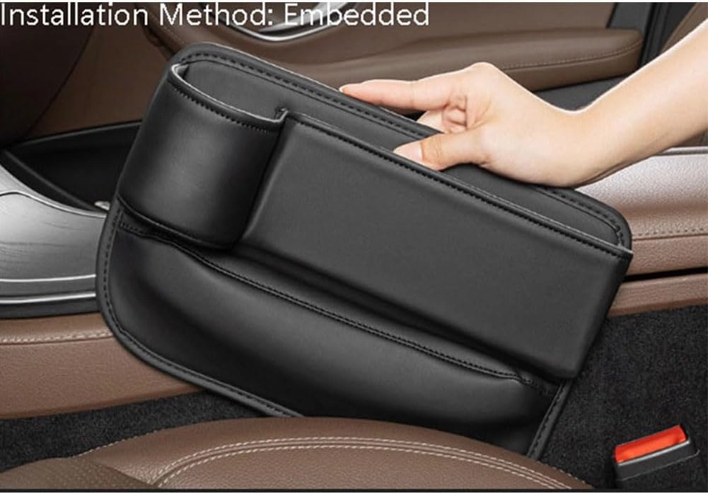 Car Seat Gap Filler Organizer for Mini Countryman 2011-2016 5 Seat, Leather Cup Holder Crevice Bag Front Seats Center Console Side Storage Box for Cards Keys,C