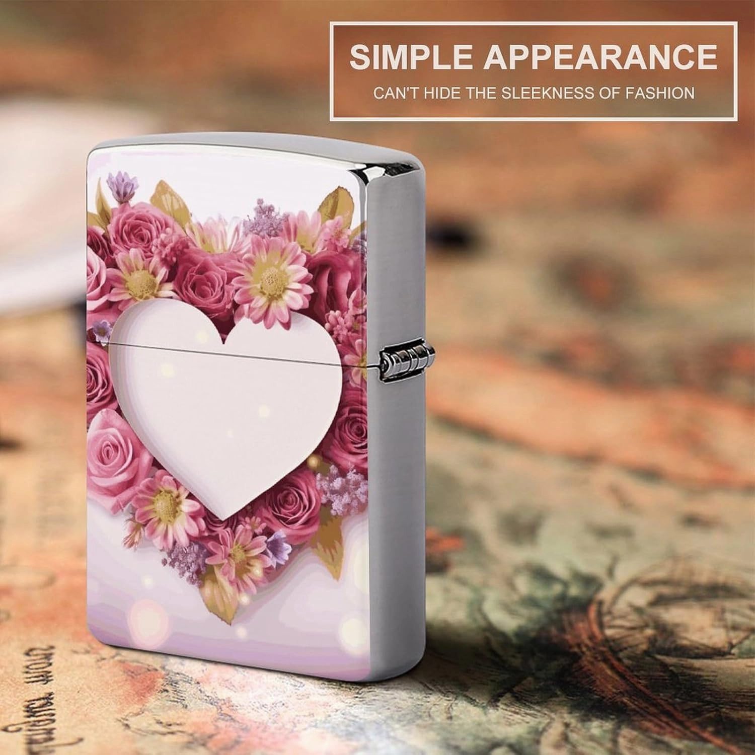 Card Heart Shape FlowersLighter Case Waterproof Lighter Sleeve Lighters Protective Cover with Graffiti Design