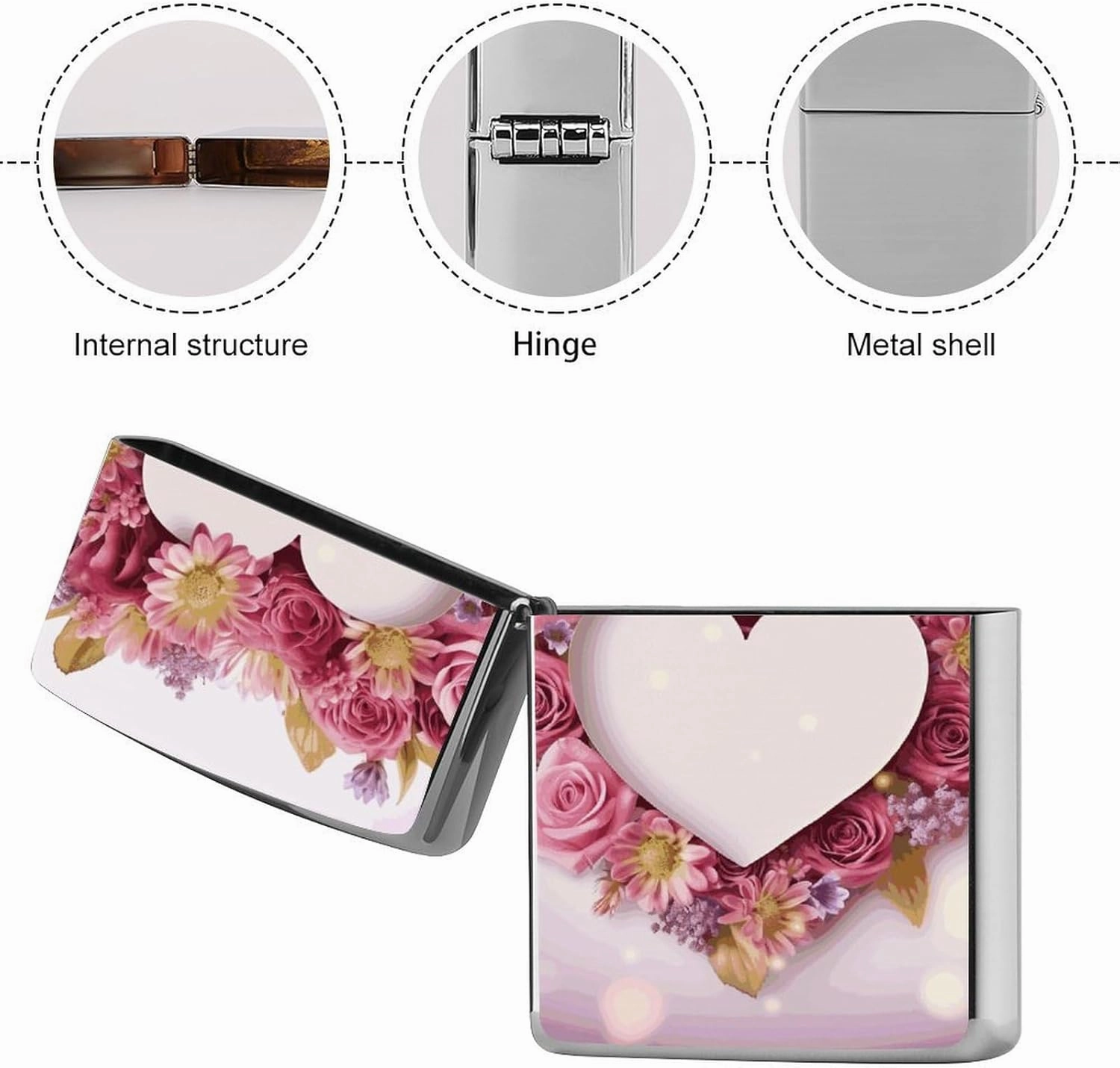 Card Heart Shape FlowersLighter Case Waterproof Lighter Sleeve Lighters Protective Cover with Graffiti Design