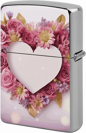 Card Heart Shape FlowersLighter Case Waterproof Lighter Sleeve Lighters Protective Cover with Graffiti Design