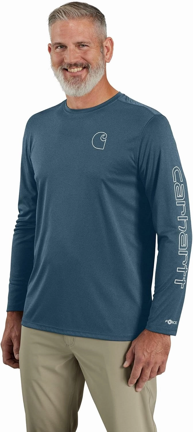 Carhartt Men's Force Sun Defender Lightweight Long-Sleeve Logo Graphic T-Shirt