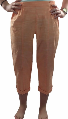 Cathy Daniels Women's Slub Time Pull On Cuffed Hem Capri Pants