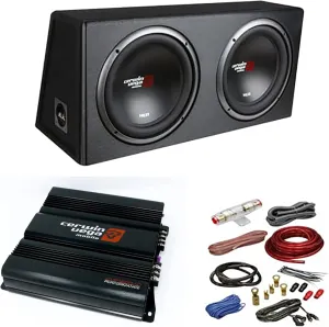 CERWIN-VEGA! Dual 12" Subwoofers in Enclosure and 1600W Mono Amplifier with Installing Cable Kit to Get Powerful, Durable, and Stronger bass That Sounds Both Louder and Deeper