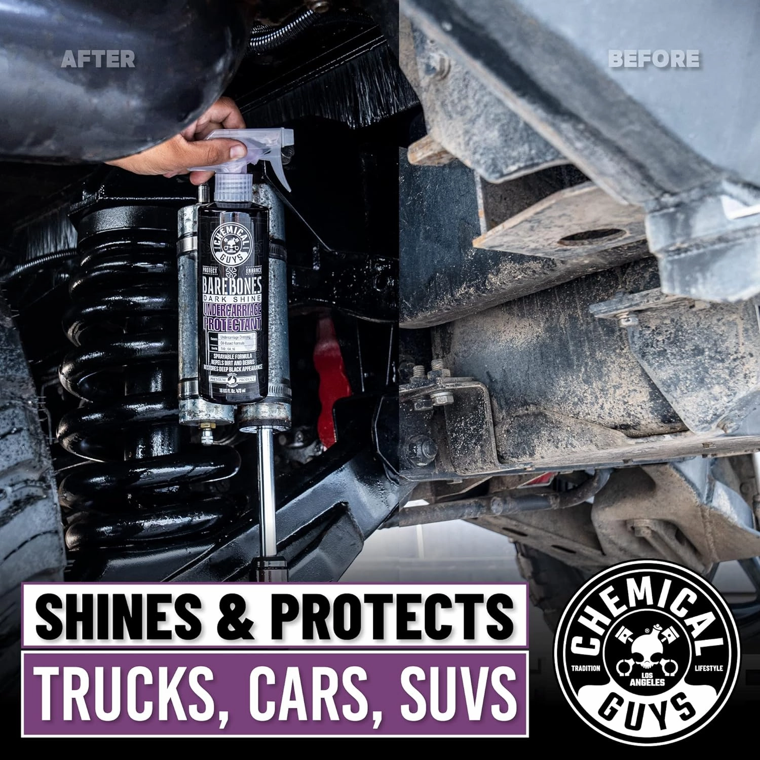 Chemical Guys TVD_104_1602 Bare Bones Premium Dark Shine Spray for Undercarriage, Tires and Trim, Safe for Cars, Trucks, Motorcycles, RVs & More,16 fl oz (2 Pack)
