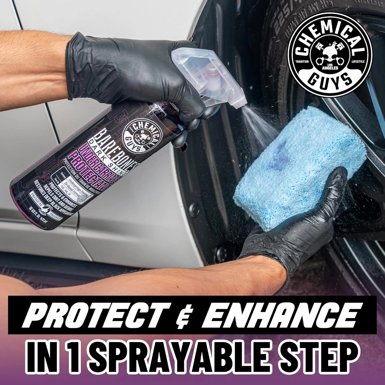 Chemical Guys TVD_104_1602 Bare Bones Premium Dark Shine Spray for Undercarriage, Tires and Trim, Safe for Cars, Trucks, Motorcycles, RVs & More,16 fl oz (2 Pack)