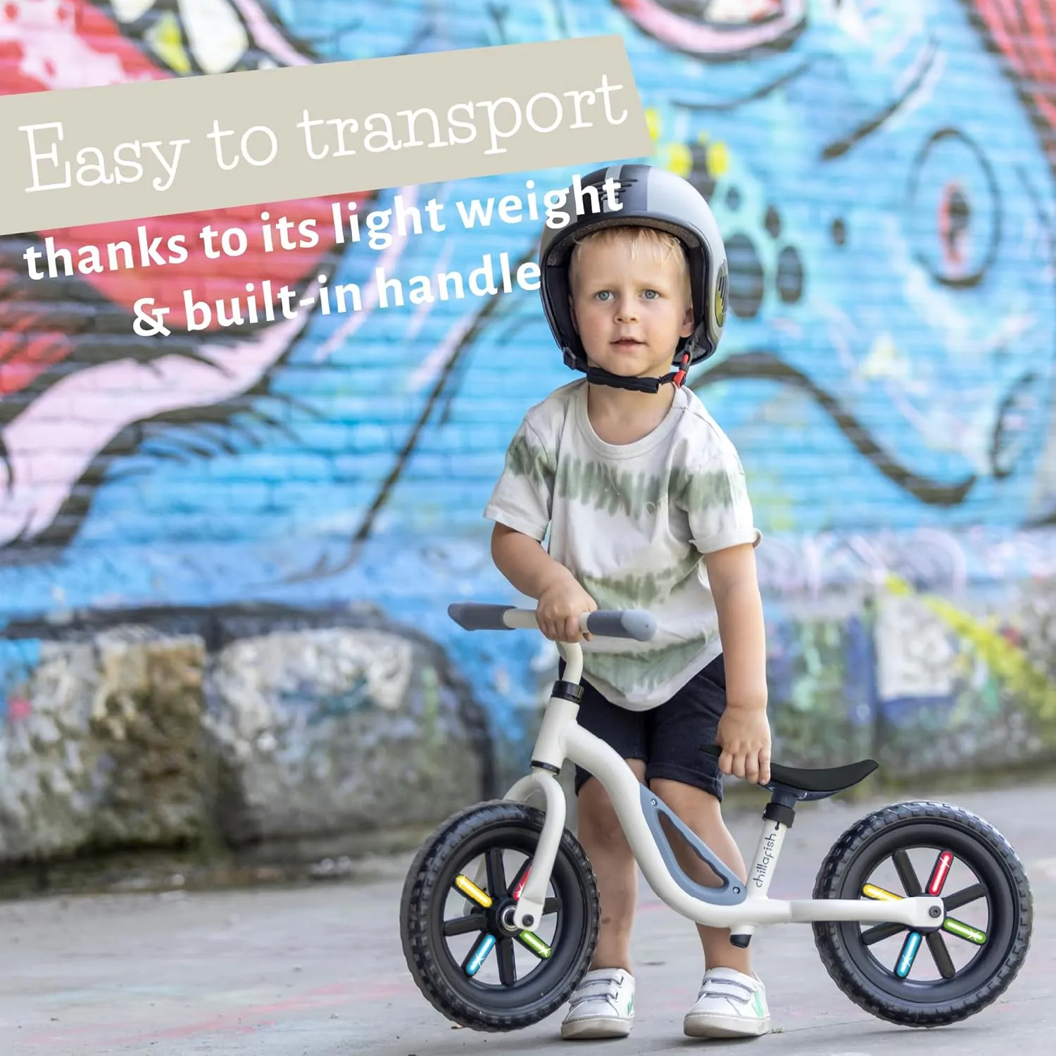 Chillafish Charlie Toddler Balance Bike, Lightweight 10-Inch Bike for Boys & Girls 2 to 4 Years Old, Adjustable Seat, Carry Handle & No-Puncture Tires