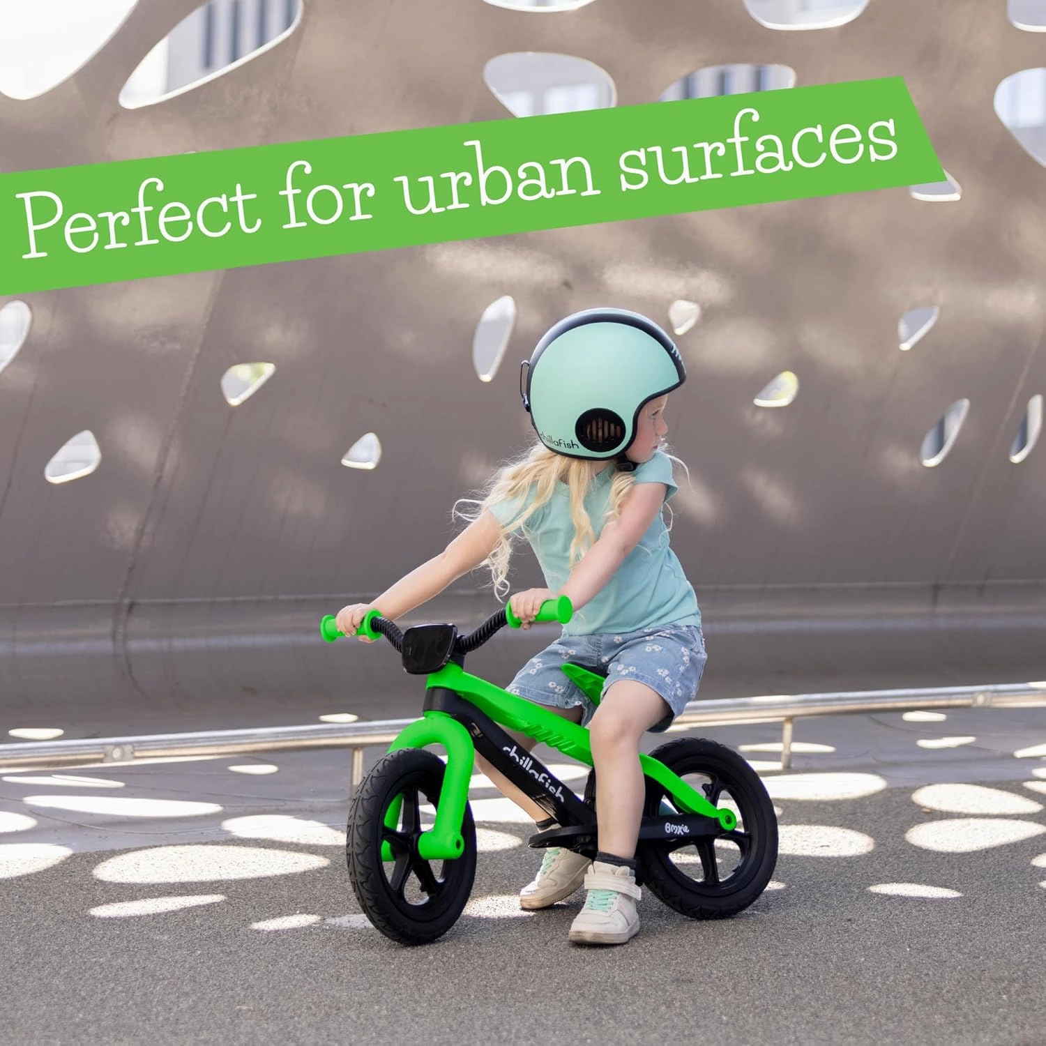 Chillafish Bmxie² Lightweight Balance Bike with Integrated Footrest and Footbrake for Kids Ages 2 to 5 Years, 12-inch Airless Rubberskin Tires, Adjustable Seat Without Tools, Kiwi