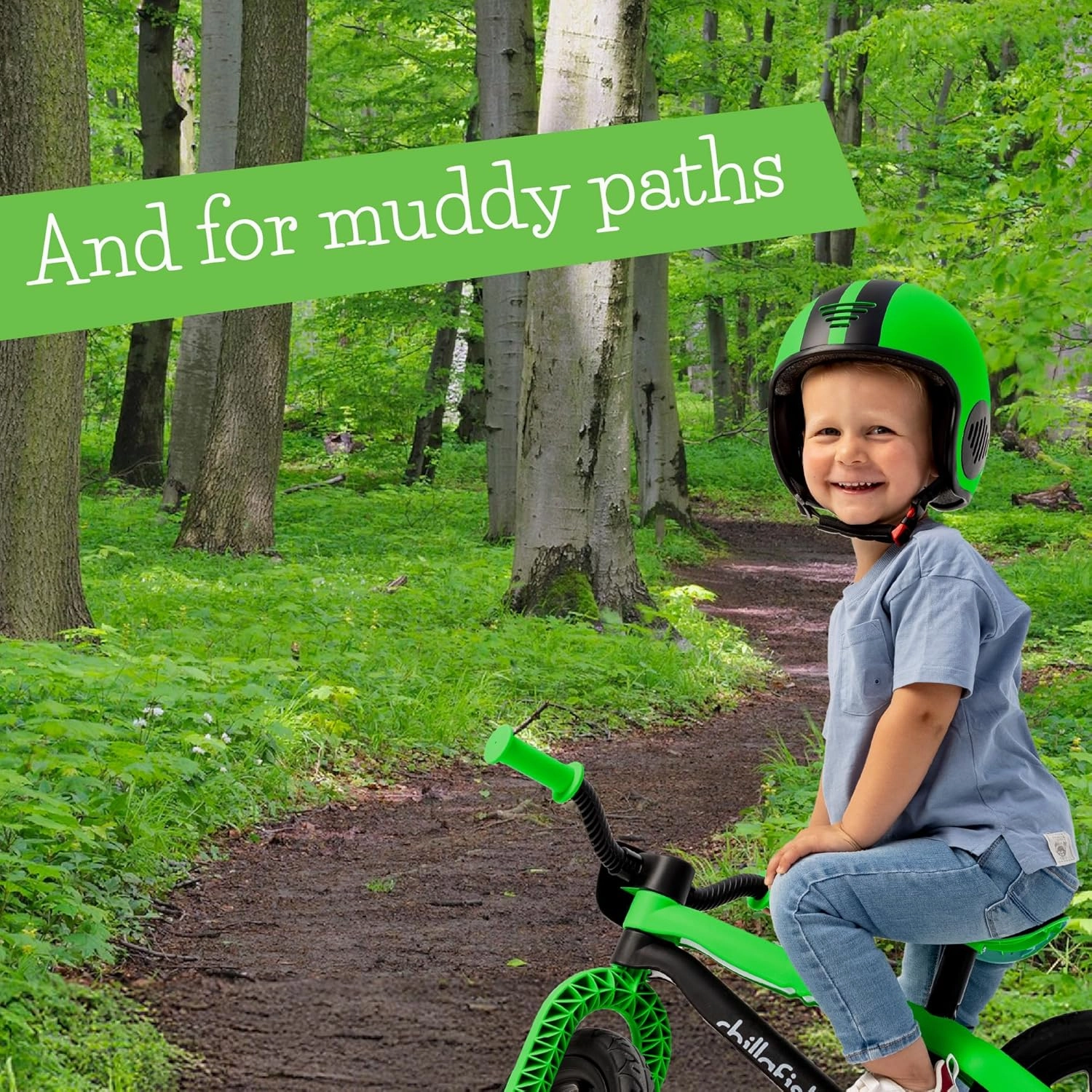Chillafish Bmxie² Lightweight Balance Bike with Integrated Footrest and Footbrake for Kids Ages 2 to 5 Years, 12-inch Airless Rubberskin Tires, Adjustable Seat Without Tools, Kiwi