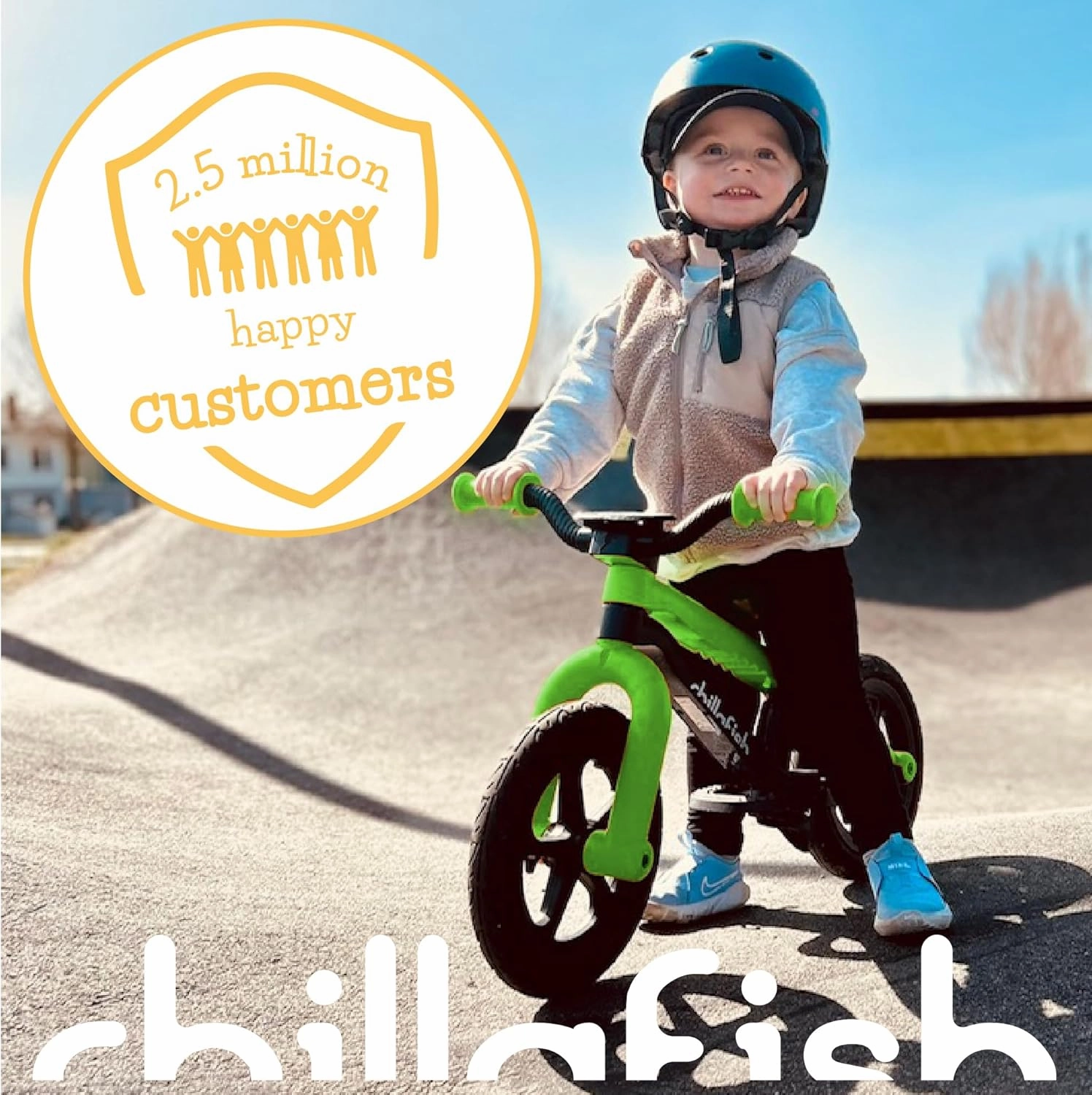Chillafish Bmxie² Lightweight Balance Bike with Integrated Footrest and Footbrake for Kids Ages 2 to 5 Years, 12-inch Airless Rubberskin Tires, Adjustable Seat Without Tools, Kiwi