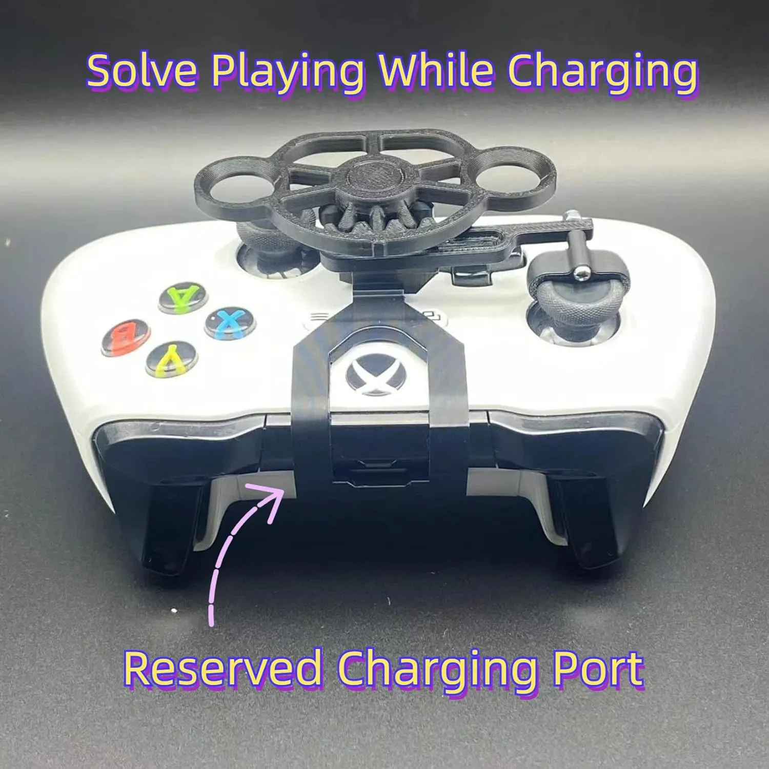 CHOWONE Xbox Series X|S Game Controller Mini Steering Wheel Remote Control Replacement Accessory for Xbox One Racing Games Controller Steering Wheel Attachment (Black)