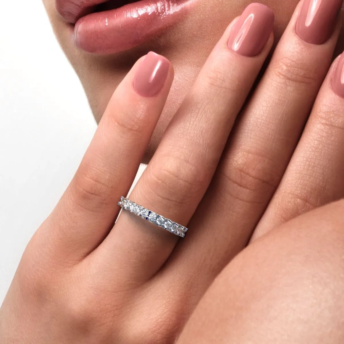 Clara Pucci 0.39 Ct Round Cut Diamond Dainty Minimalist Stackable Half Eternity Light Simple Solid 14K White Gold Everyday Womens Wedding Band Ring