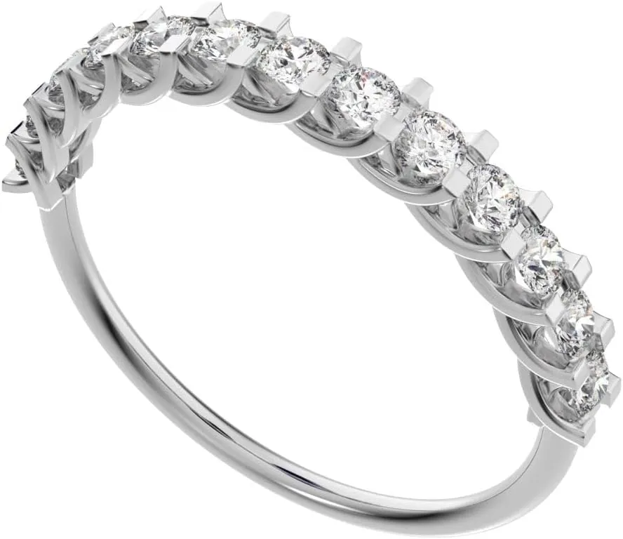 Clara Pucci 0.39 Ct Round Cut Diamond Dainty Minimalist Stackable Half Eternity Light Simple Solid 14K White Gold Everyday Womens Wedding Band Ring