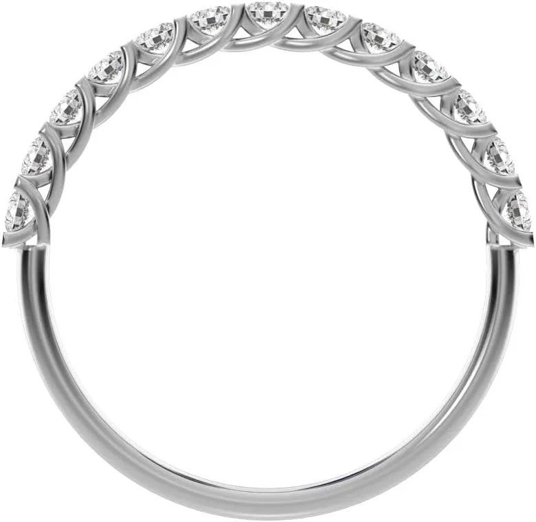 Clara Pucci 0.39 Ct Round Cut Diamond Dainty Minimalist Stackable Half Eternity Light Simple Solid 14K White Gold Everyday Womens Wedding Band Ring