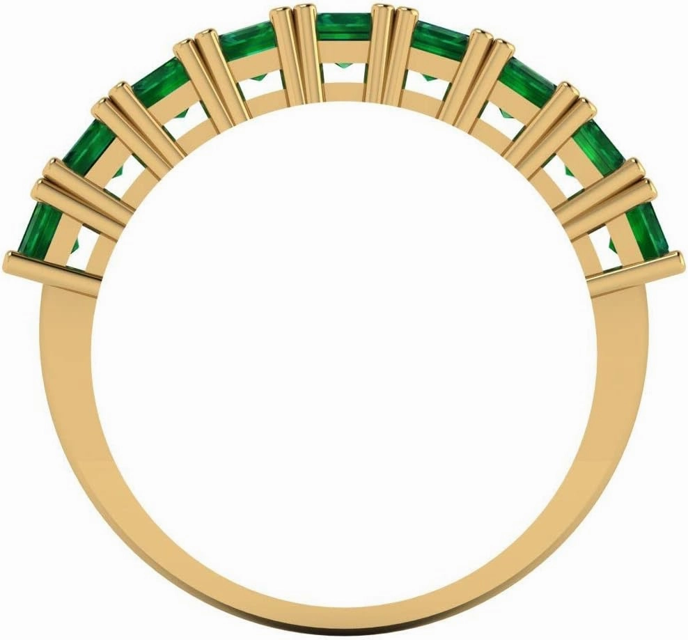 Clara Pucci 2.61 ct Brilliant Emerald Cut Simulated Emerald 18K Yellow Gold Engagement Wedding Eternity Band SZ 6.75