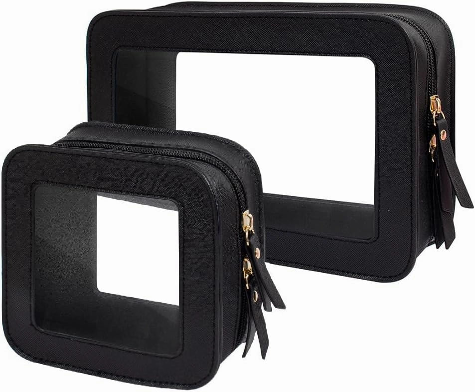 Clear Makeup Bag Set for Women, Travel Makeup Pouch Portable Waterproof Cosmetic Bags with Zipper Clear Toiletry Bag for Traveling Small Make up Pouch for Purse Mini Cosmetic Case Car Organizer Bag ﻿
