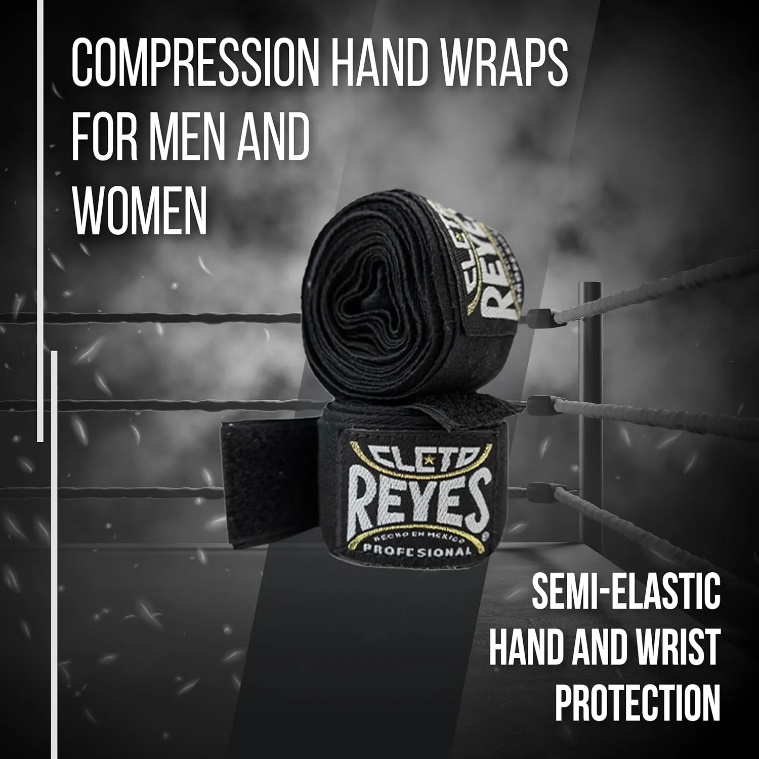CLETO REYES Compression Hand Wraps for Boxing Gloves, Stretchy Breathable, MMA, Kickboxing, Muay Thai, Black