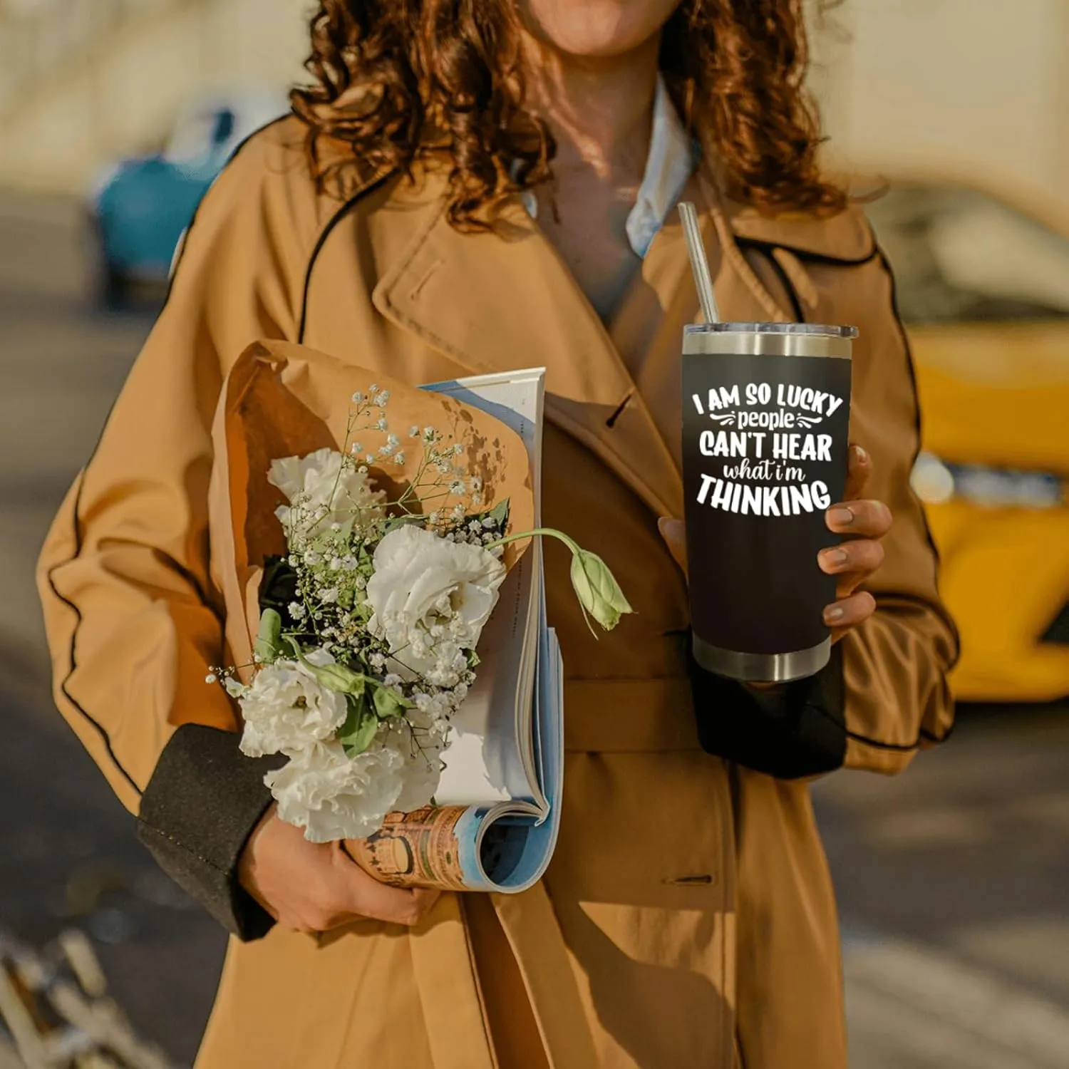 Coffee Tumbler I am so lucky people can't hear what i'm thinking Tumbler Insulated Tumbler with Lids and Straws funny Gift for Aunt for Outdoor