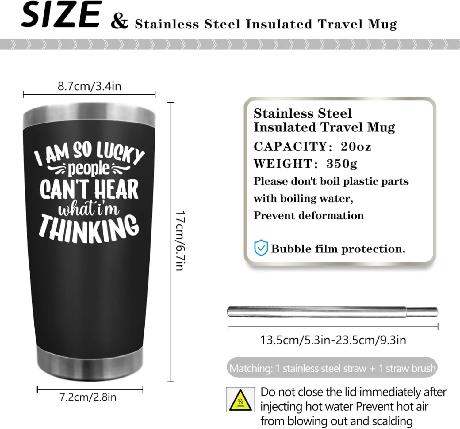 Coffee Tumbler I am so lucky people can't hear what i'm thinking Tumbler Insulated Tumbler with Lids and Straws funny Gift for Aunt for Outdoor