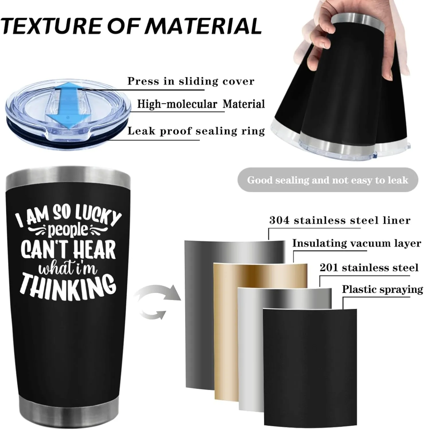 Coffee Tumbler I am so lucky people can't hear what i'm thinking Tumbler Insulated Tumbler with Lids and Straws funny Gift for Aunt for Outdoor