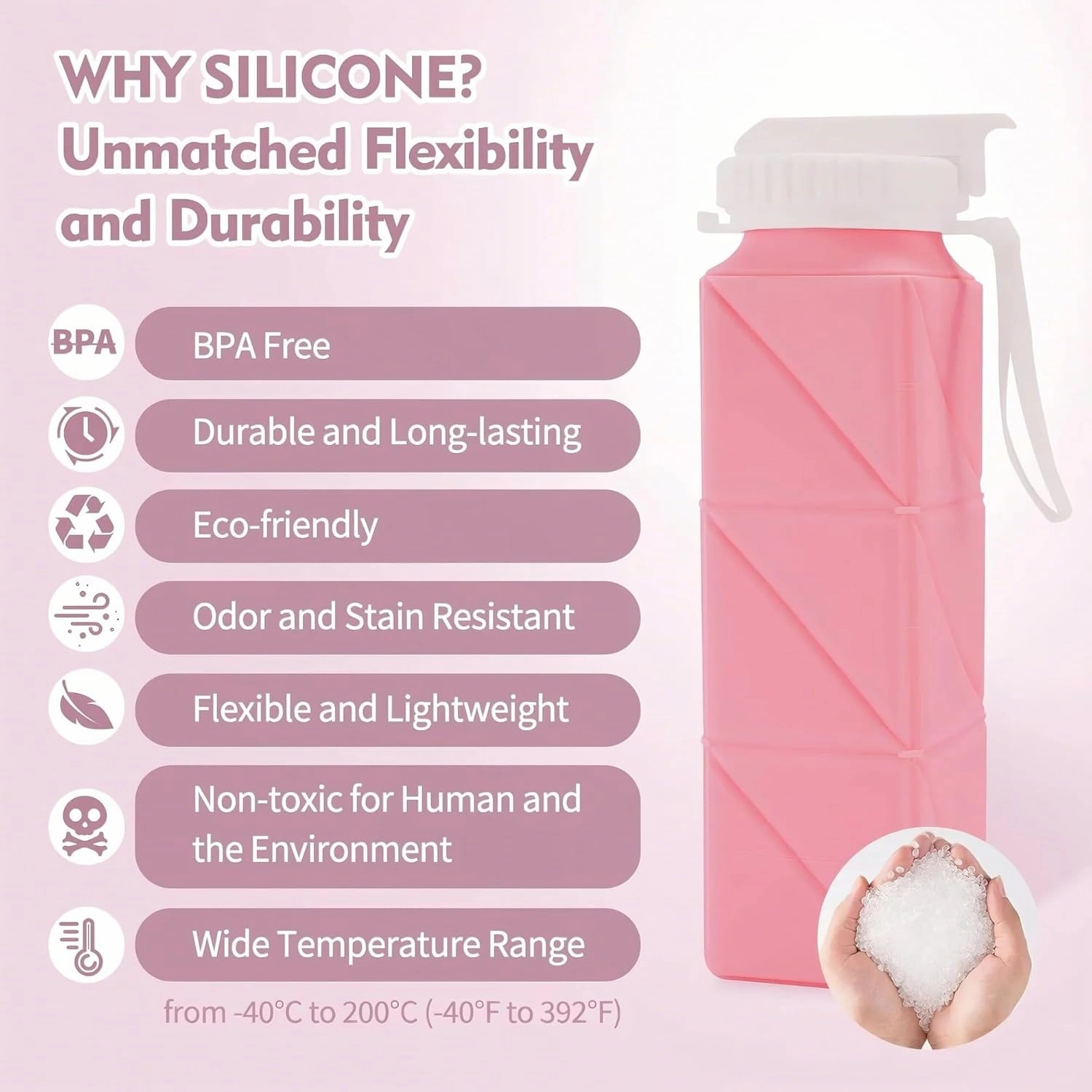 Collapsible Water Bottle, Silicone Foldable Water Bottle Cup with Straw, Leak-Proof Portable Water Bottles 620ml Travel Lightweight Water Cups(6)
