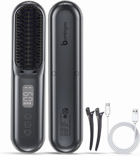 Cordless Hair Straightener Brush-2024PRO Portable Rechargeable Straightening Brush for Travel/Home/Outdoor, Mini Ionic Hot Comb Straightener for Women, Lightweight On-The-Go Styling