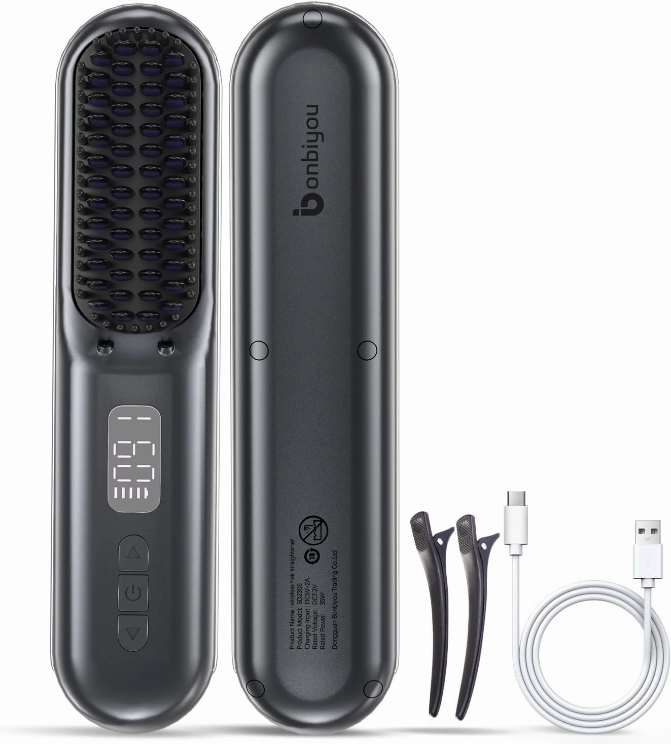 Cordless Hair Straightener Brush-2024PRO Portable Rechargeable Straightening Brush for Travel/Home/Outdoor, Mini Ionic Hot Comb Straightener for Women, Lightweight On-The-Go Styling