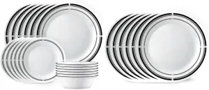 Corelle 18-Piece Dinnerware Set   6 Corelle Dinner Plates | Vitrelle Glass Plates and Bowls, Lightweight and Durable