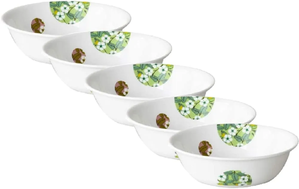 Corelle J418-BBFL CP-1713 Medium Bowl, Set of 5, Dishes, Plates, Break-resistant, Lightweight, Microwave Safe, Oven Safe, Dishwasher Safe, Bombon Flail
