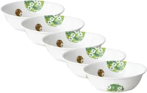 Corelle J418-BBFL CP-1713 Medium Bowl, Set of 5, Dishes, Plates, Break-resistant, Lightweight, Microwave Safe, Oven Safe, Dishwasher Safe, Bombon Flail