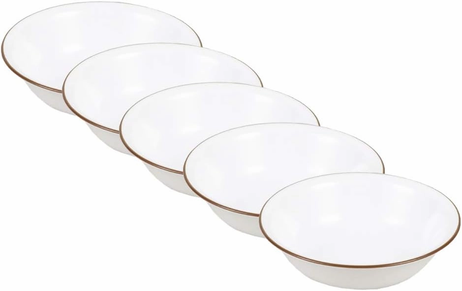 CORELLE J404-CRB CP-1567 Mini Bowls, Set of 5, Plates, Break-Resistant, Lightweight, Microwave Safe, Oven Safe, Dishwasher Safe, Tough White, Nature