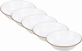 CORELLE J404-CRB CP-1567 Mini Bowls, Set of 5, Plates, Break-Resistant, Lightweight, Microwave Safe, Oven Safe, Dishwasher Safe, Tough White, Nature