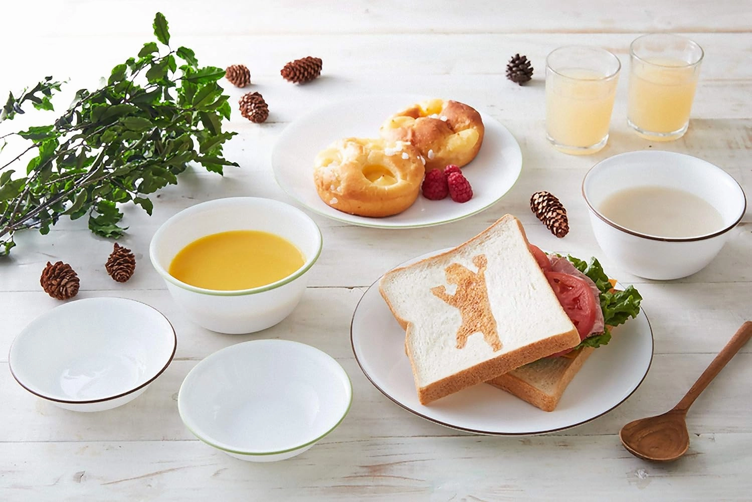 CORELLE J404-CRB CP-1567 Mini Bowls, Set of 5, Plates, Break-Resistant, Lightweight, Microwave Safe, Oven Safe, Dishwasher Safe, Tough White, Nature