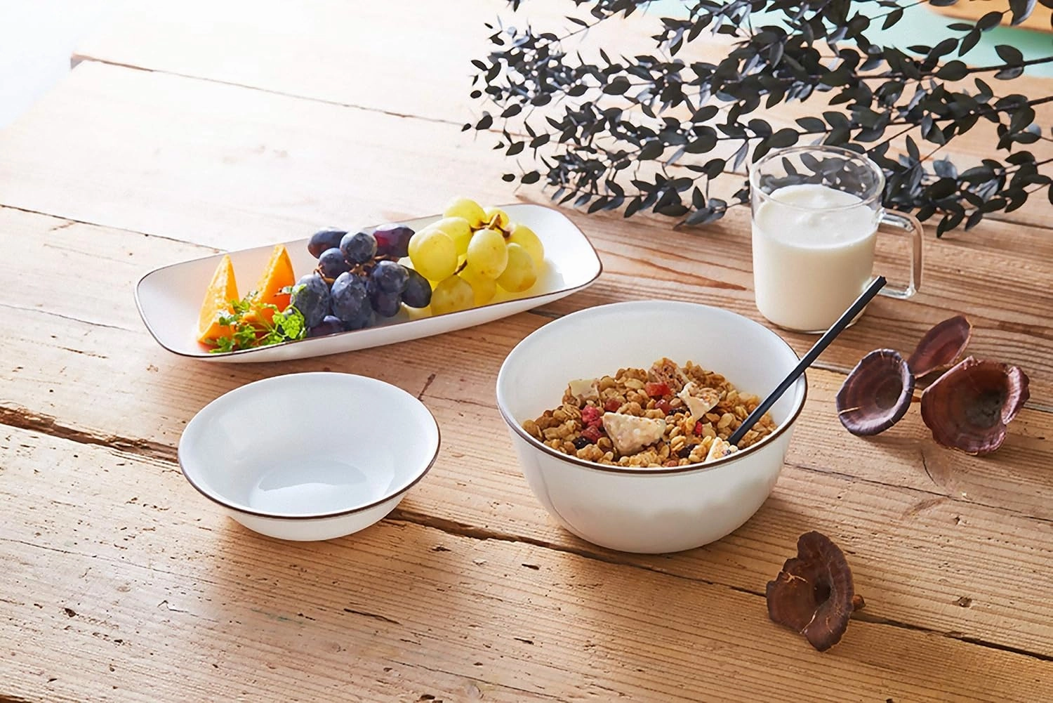 CORELLE J404-CRB CP-1567 Mini Bowls, Set of 5, Plates, Break-Resistant, Lightweight, Microwave Safe, Oven Safe, Dishwasher Safe, Tough White, Nature