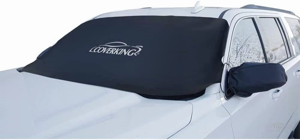 Coverking Custom Fit Windshield Frost Snow Ice Blocker Cover Designed for Select Mazda RX-8 Models: Tarpaulin Vinyl Material, Black
