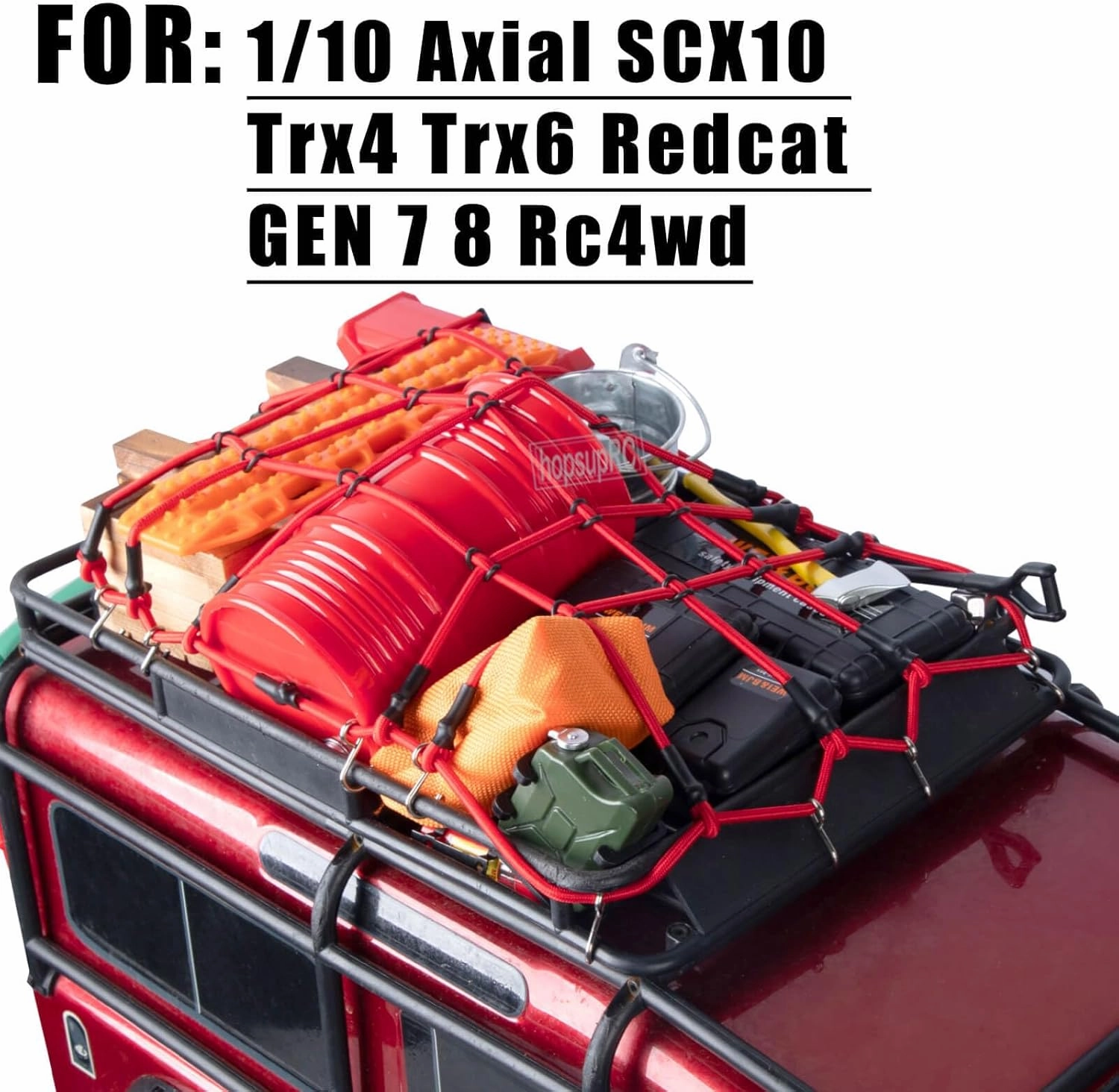 Crawler Car Decoration Mini Luggage Net/Simulation Decorative Package,Luggage,Sleeping Bag,Wood Box,Shovel,Fuel Tanks,Recovery Board, Toolbox for 1/10 TRX4 Axial SCX10 Vehicle Parts,Orange