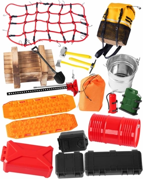 Crawler Car Decoration Mini Luggage Net/Simulation Decorative Package,Luggage,Sleeping Bag,Wood Box,Shovel,Fuel Tanks,Recovery Board, Toolbox for 1/10 TRX4 Axial SCX10 Vehicle Parts,Orange
