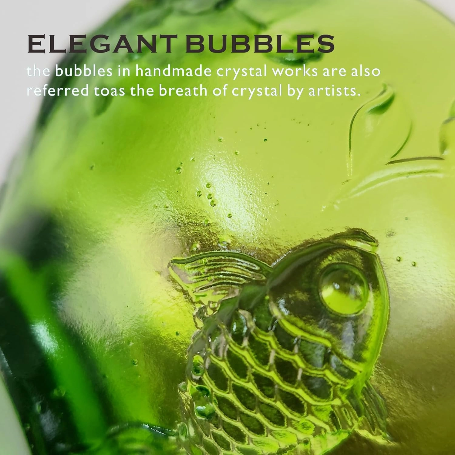 Crystal Caviar Serving Set with 2 Mother of Pearl Spoons Handcrafted Glass Caviar Dish with Fish Relief Design,Vibrant Colors Showcasing,5oz Capacity,Dishwasher Safe,Light Green