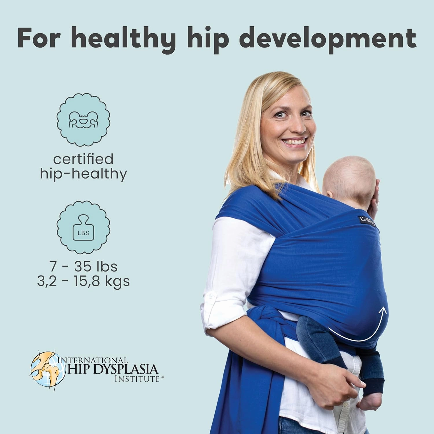 CuddleBug Baby Wrap Sling   Carrier - Newborns & Toddlers up to 36 lbs - Hands Free - Gentle, Stretch Fabric - Ideal for Baby Showers - One Size Fits All (Blue)