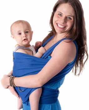 CuddleBug Baby Wrap Sling   Carrier - Newborns & Toddlers up to 36 lbs - Hands Free - Gentle, Stretch Fabric - Ideal for Baby Showers - One Size Fits All (Blue)