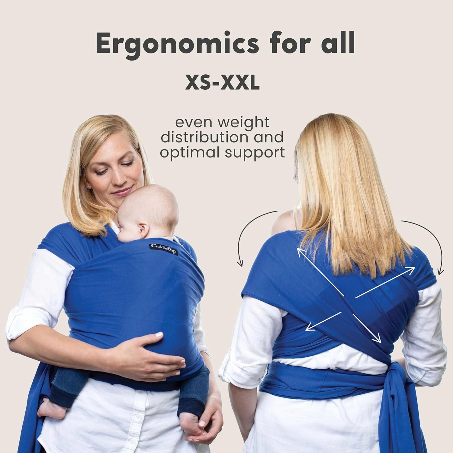 CuddleBug Baby Wrap Sling   Carrier - Newborns & Toddlers up to 36 lbs - Hands Free - Gentle, Stretch Fabric - Ideal for Baby Showers - One Size Fits All (Blue)