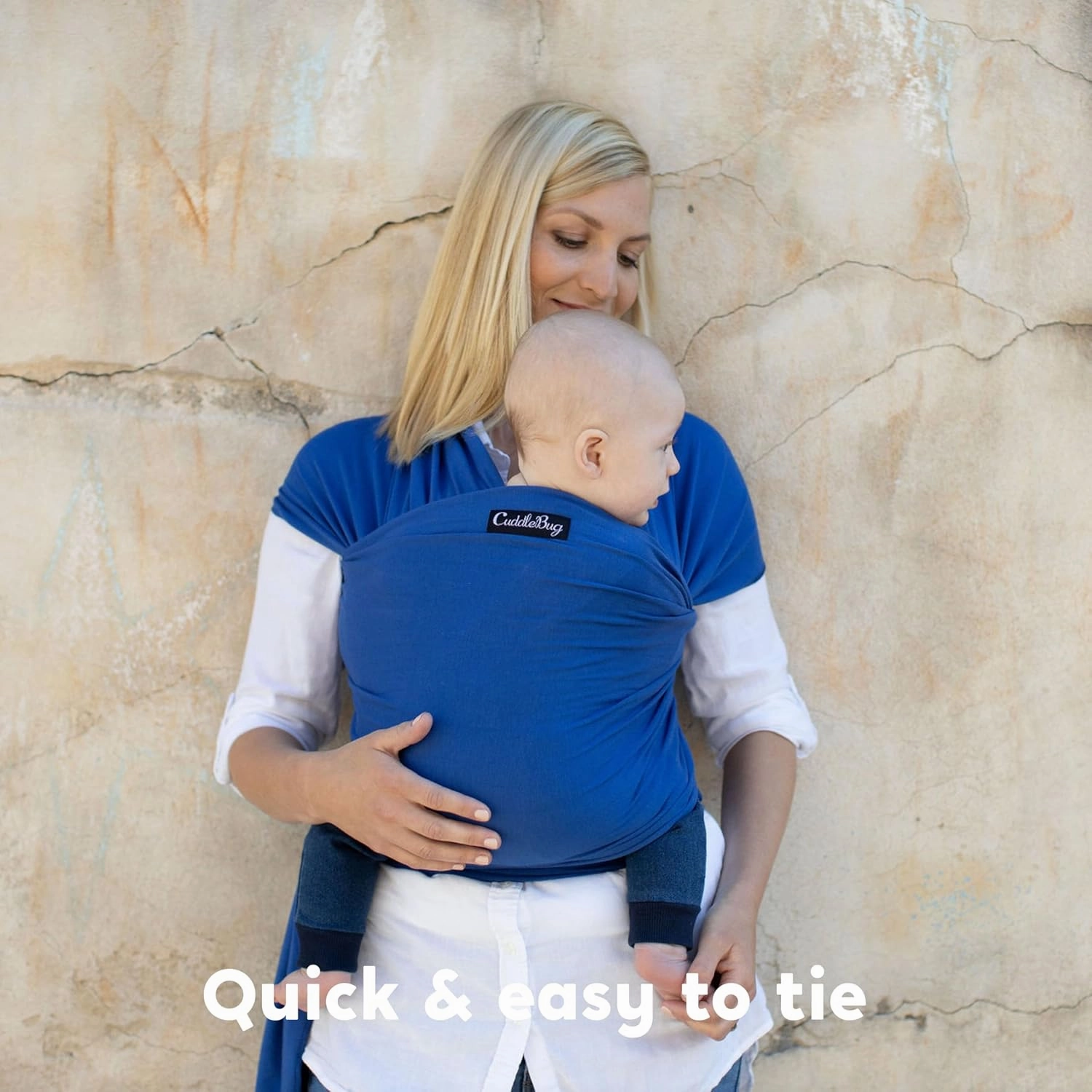 CuddleBug Baby Wrap Sling   Carrier - Newborns & Toddlers up to 36 lbs - Hands Free - Gentle, Stretch Fabric - Ideal for Baby Showers - One Size Fits All (Blue)