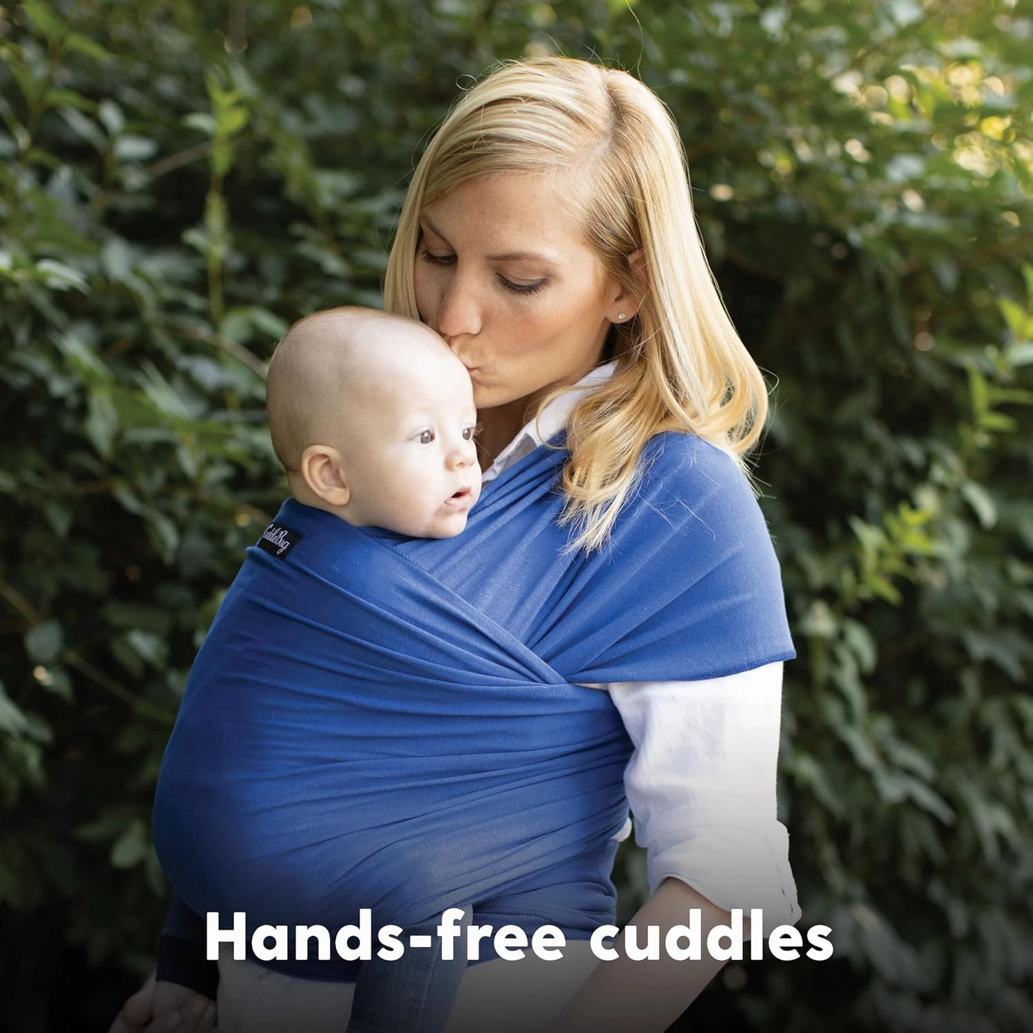 CuddleBug Baby Wrap Sling   Carrier - Newborns & Toddlers up to 36 lbs - Hands Free - Gentle, Stretch Fabric - Ideal for Baby Showers - One Size Fits All (Blue)