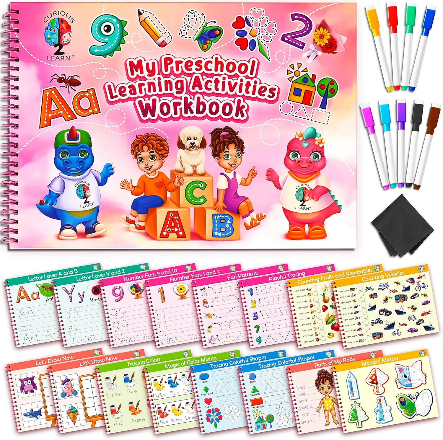 Curious 2 Learn Preschool Learning Activities -Tracing Books for Kids Ages 3-5 - Toddler Handwriting Practice - Letter Tracing for Kids Preschool Kindergarten Workbooks 3-4, 4-5 - Learning Toys