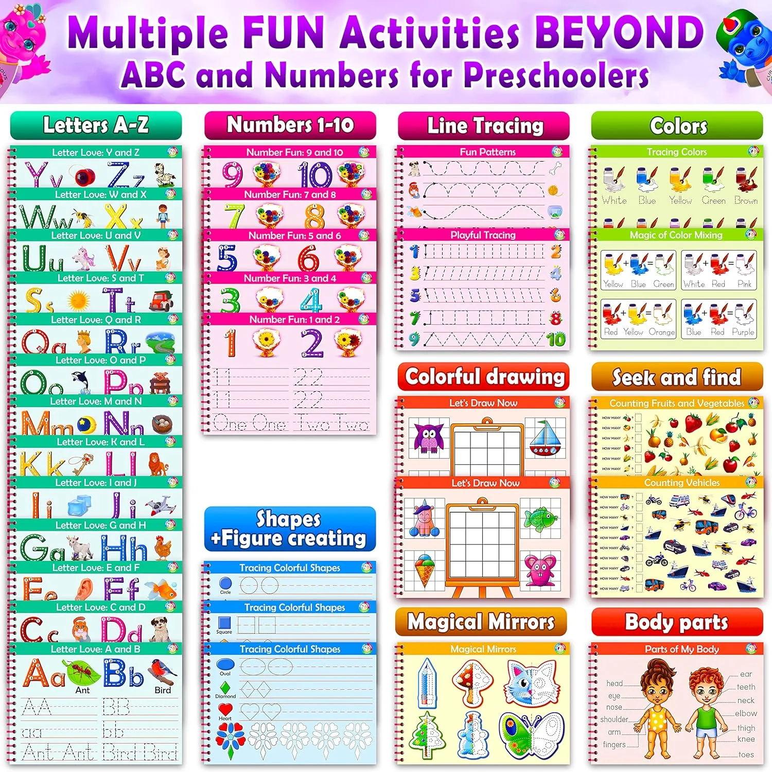 Curious 2 Learn Preschool Learning Activities -Tracing Books for Kids Ages 3-5 - Toddler Handwriting Practice - Letter Tracing for Kids Preschool Kindergarten Workbooks 3-4, 4-5 - Learning Toys