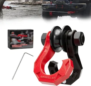 D Ring Split Shackle with Snatch Block, 3/4" Split Shackles w/Snatch Block Pulley, Heavy Duty Shackle for Towing Winch, Pulley for Off-Road Vehicle Recovery, Truck, ATV, UTV, BlackRed
