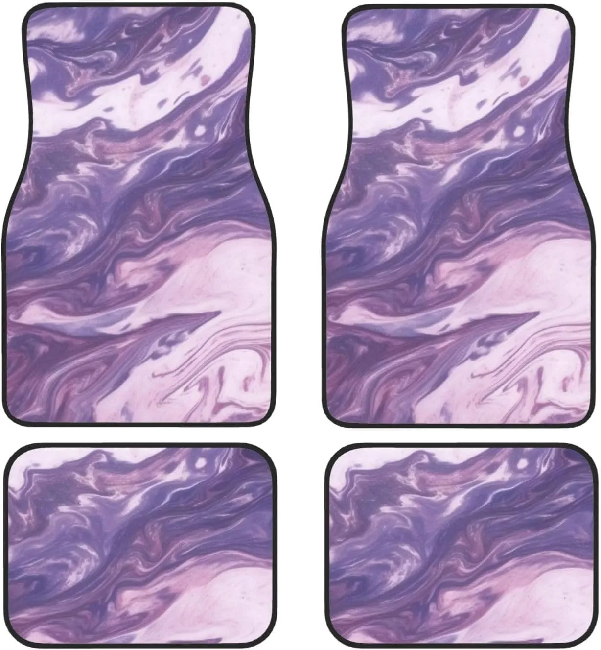 Dark Purple Texture Marble Universal Car Floor Mats, Car Foot Mat Set of 4 Pieces, Automotive Front Rear Floor Foot Mats, Anti-Slip Neoprene Car Floor Rugs,for Suvs, Sedans, Van, Trucks