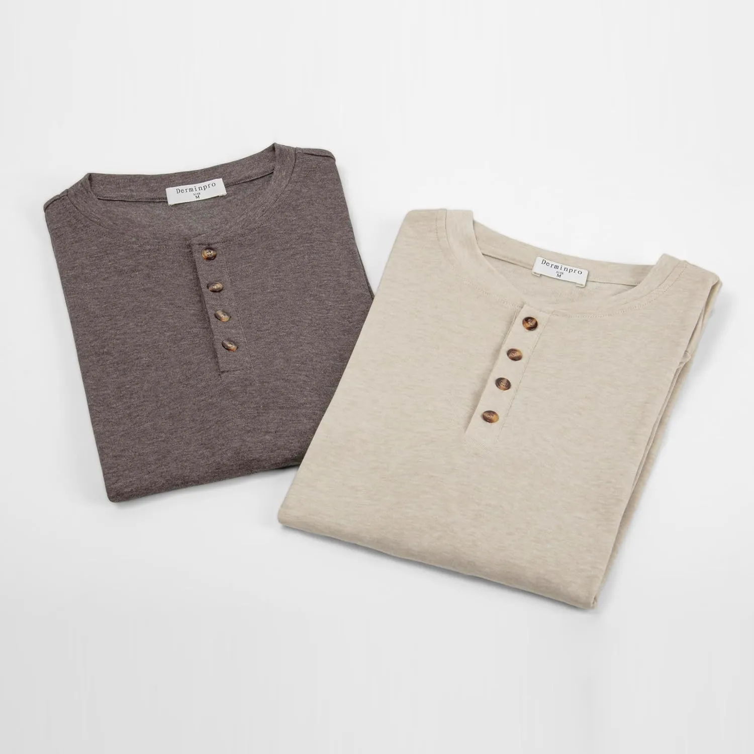 Derminpro Men's Henley Cotton Casual Short/Long Sleeve Lightweight Button T-Shirts